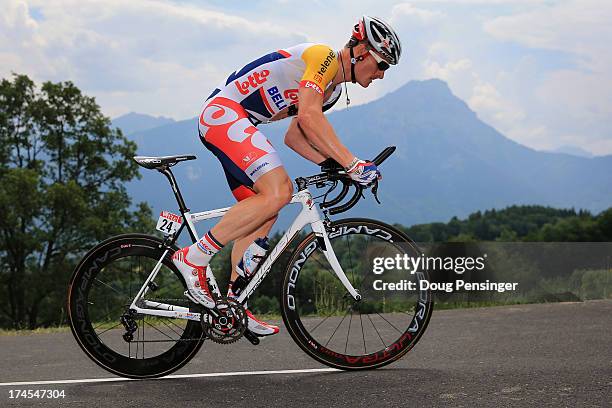 Andre Greipel of Germany riding for Lotto-Belisol competes during stage seventeen of the 2013 Tour de France, a 32KM Individual Time Trial from...