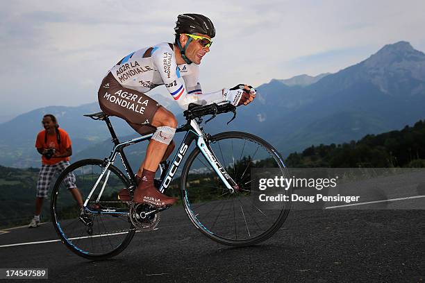 Jean-Christophe Peraud of France riding for AG2R-La Mondiale competes during stage seventeen of the 2013 Tour de France, a 32KM Individual Time Trial...