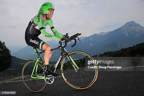Laurens Ten Dam of the Netherlands riding for Belkin competes during stage seventeen of the 2013 Tour de France, a 32KM Individual Time Trial from...
