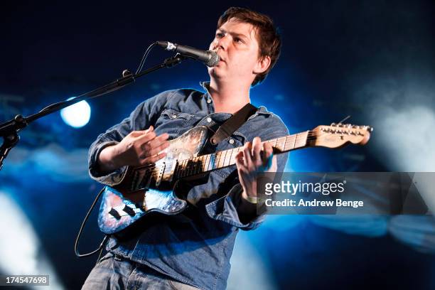 Stephen Black of Sweet Baboo performs on stage on Day 2 of Kendal Calling Festival at Lowther Deer Park on July 27, 2013 in Kendal, England.