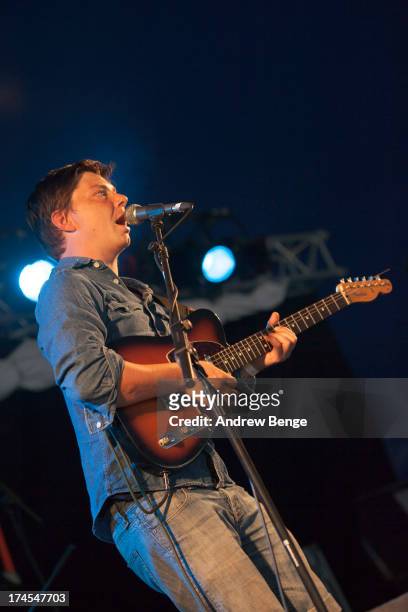 Stephen Black of Sweet Baboo performs on stage on Day 2 of Kendal Calling Festival at Lowther Deer Park on July 27, 2013 in Kendal, England.