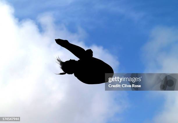 Jennifer Abel of Canada competes in the Women's 3m Springboard Diving Semifinal round on day eight of the 15th FINA World Championships at Piscina...