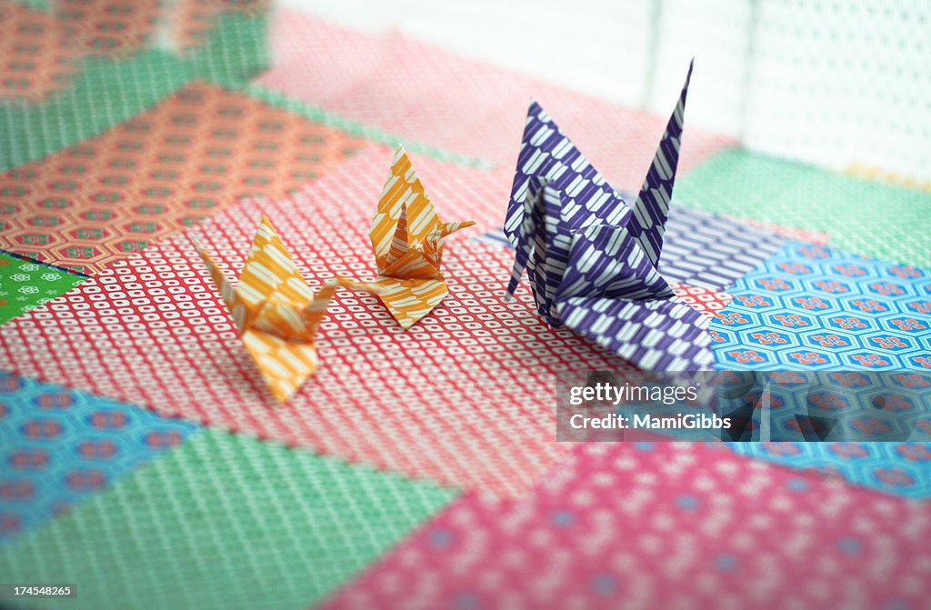 Make a paper crane out of figured paper