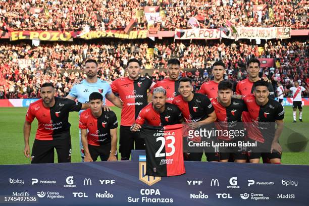 Players of Colon pose for the team photo prior to a Copa de la Liga Profesional 2023 match between Colon and River Plate at Brigadier General...