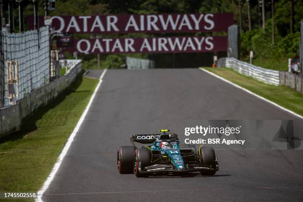 Fernando Alonso, Aston Martin F1 AMR23 during qualifying ahead of the F1 Grand Prix of Japan at Suzuka International Racing Course on September 23,...