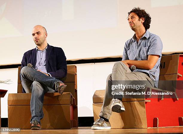 Roberto Saviano attends 2013 Giffoni Film Festival press conference on July 27, 2013 in Giffoni Valle Piana, Italy.