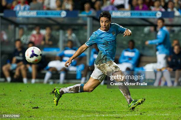 Samir Nasri of Manchester City runs with the ball during the Barclays Asia Trophy Final match between Manchester City and Sunderland at Hong Kong...