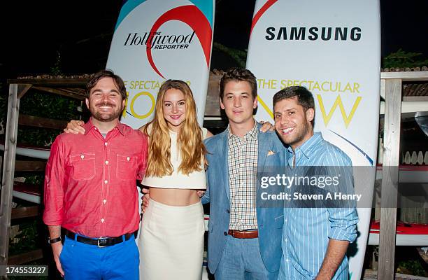 James Ponsoldt, Shailene Woodley, Miles Teller, and Michael Weber attend The Hollywood Reporter & Samsung with The Cinema Society screening of A24's...