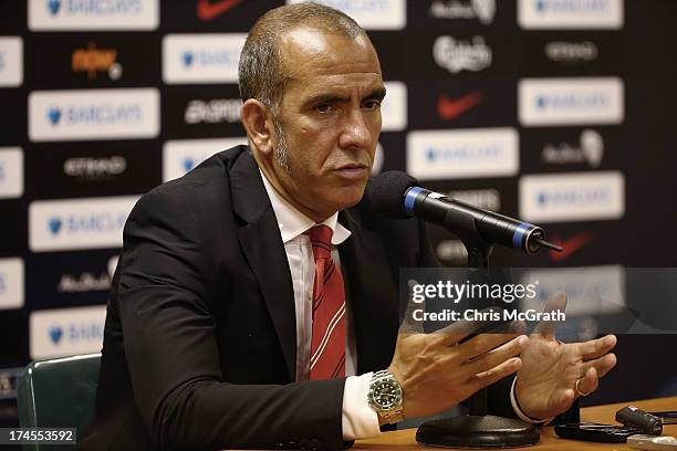 Sunderland manager Paolo Di Canio speaks to media during a press conference after the Barclays Asia Trophy Final match between Manchester City and...