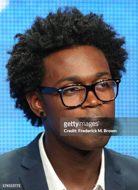Actor Echo Kellum speaks onstage during the "Sean Saves the World" panel discussion at the NBC portion of the 2013 Summer Television Critics...