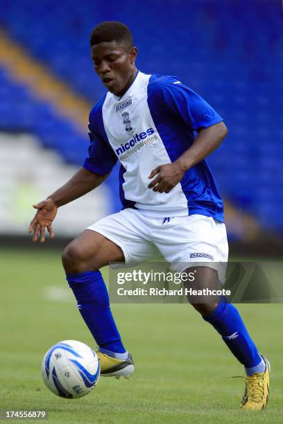 Koby Arthur of Birmingham in action during the Pre Season Friendly match between Birmingham City and Hull City at St Andrews on July 27, 2013 in...