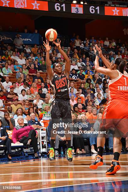 Ivory Latta of the Eastern Conference All-Stars shoots during the 2013 Boost Mobile WNBA All-Star Game on July 27, 2013 at Mohegan Sun Arena in...