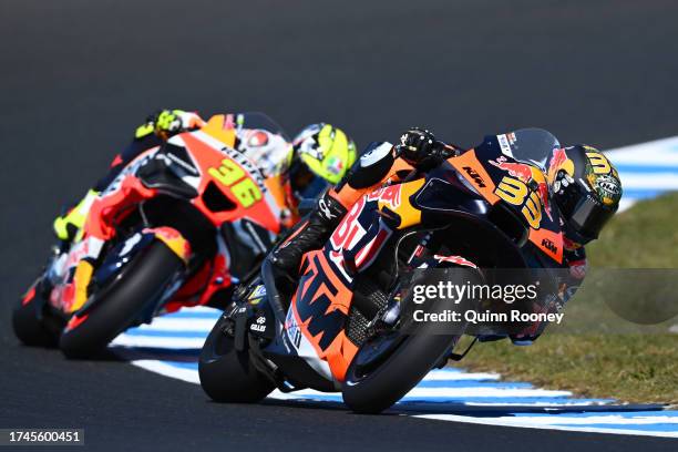 Brad Binder of South Africa and the Red Bull KTM Factory Racing Team in action during free practice ahead of the 2023 MotoGP of Australia at Phillip...