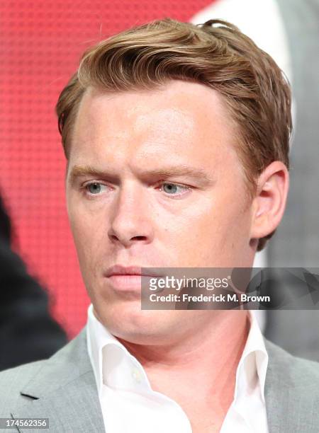 Actor Diego Klattenhoff speaks onstage during "The Blacklist" panel discussion at the NBC portion of the 2013 Summer Television Critics Association...