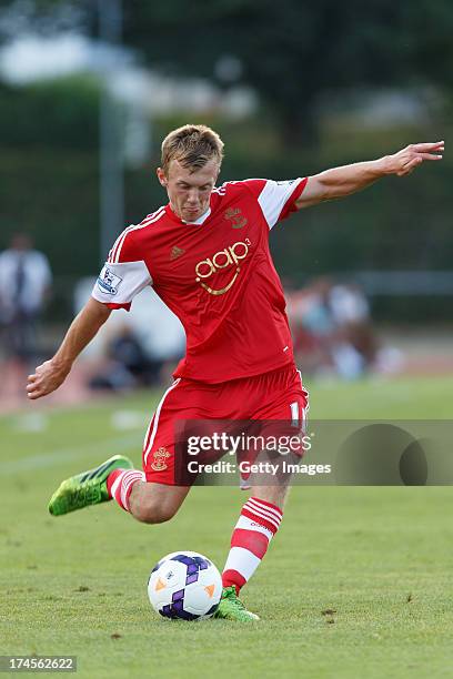James Ward-Prowse of Southampton kicking the ball during the preseason friendly match between Southampton FC and Besiktas Istanbul at Stadion Villach...