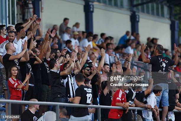 Besiktas supporters show their support during the preseason friendly match between Southampton FC and Besiktas Istanbul at Stadion Villach on July...