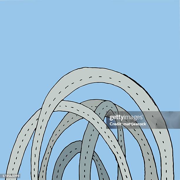 spaghetti junction - highway intersection stock illustrations
