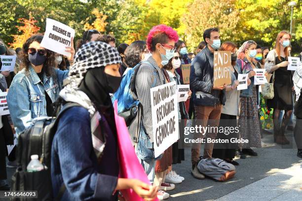 Cambridge, MA Harvard students, faculty and community members rallied outside the Harvard Divinity School in solidarity with Palestine as they made...