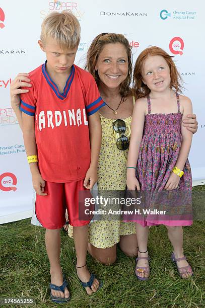 Actress Edie Falco poses with Anderson Falco and Macy Falco at the Ovarian Cancer Research Fund's 16th Annual Super Saturday hosted by Kelly Ripa and...