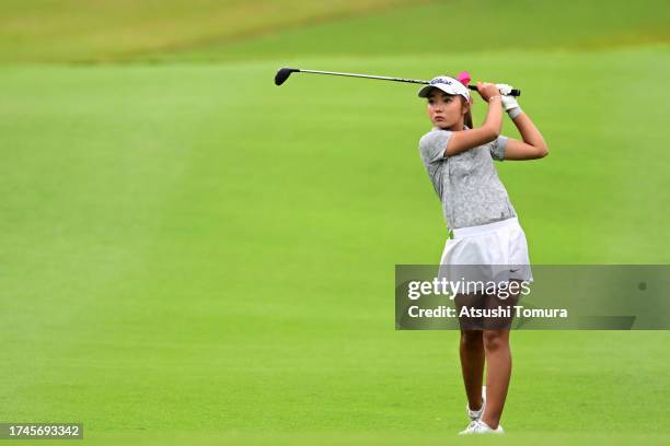Amateur Honorine Nobuta Ferry of Japan hits her second shot on the 3rd hole during the second round of NOBUTA Group Masters GC Ladies at Masters Golf...