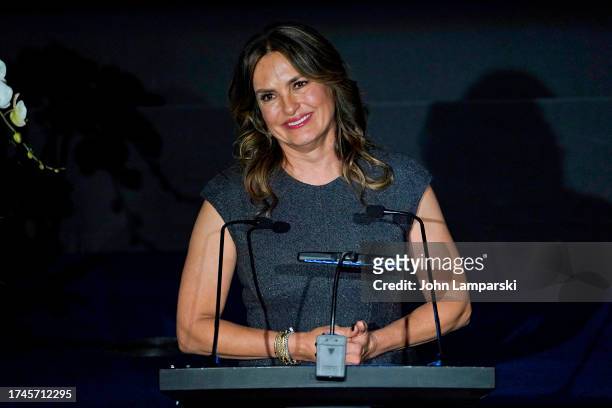 Mariska Hargitay speaks onstage during The WMC 2023 Women's Media Awards at The Whitby Hotel on October 19, 2023 in New York City.