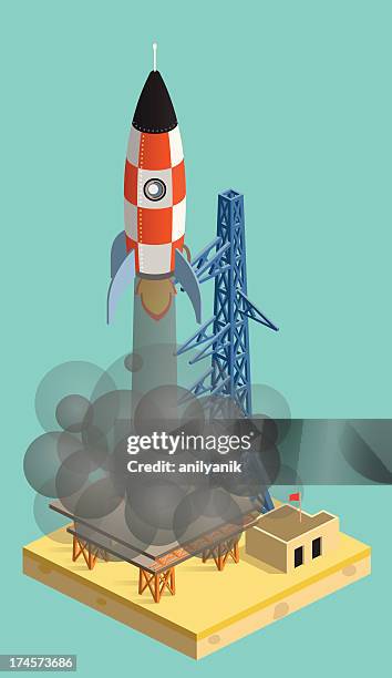 rocket launch - first space shuttle launch stock illustrations