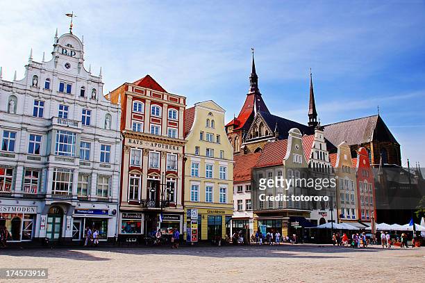 neuer markt (new market square) in rostock germany - rostock stock pictures, royalty-free photos & images