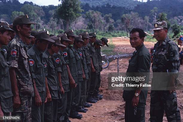 Colonel Chhuk Rin, a former Khmer Rouge officer, who has been reintegrated into the Royal Army after repenting for organizing the attack of a train...