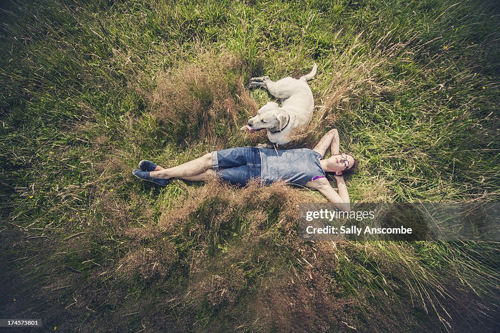 Teenage girl with her pet dog