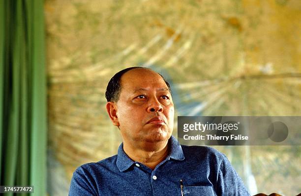 Ieng Sary, a former Khmer rouge leader and one fo the closest allies of Pol Pot, during an interview at his headquarters of Phum Thmei near the Thai...