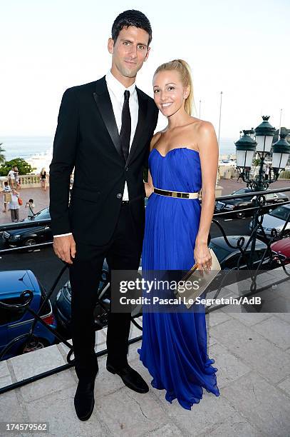 Novak Djokovic and Jelena Ristic attend the cocktail at the 'Love Ball' hosted by Natalia Vodianova in support of The Naked Heart Foundation at Opera...