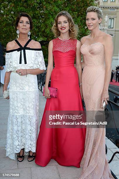 Princess Caroline of Hanover, Natalia Vodianova and Princess Charlene of Monaco attend the cocktail at the 'Love Ball' hosted by Natalia Vodianova in...