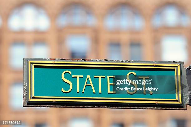 state street sign. - state st fotografías e imágenes de stock