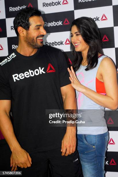 John Abraham and Nargis Fakhri attend the launch of a fitness studio on September 01,2014 in Mumbai, India