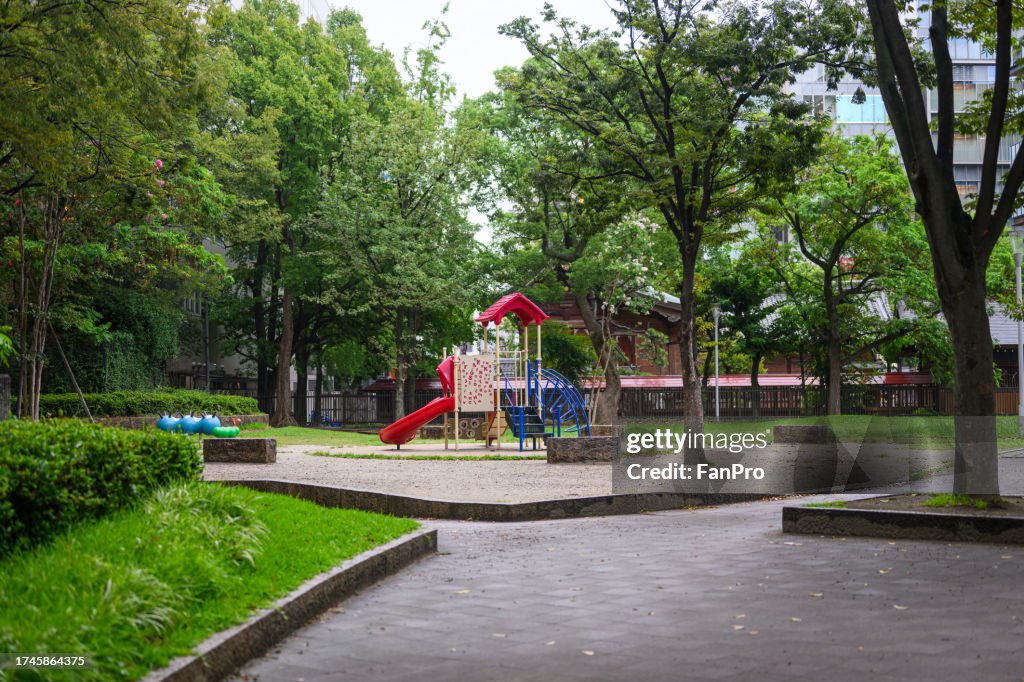 Children's slide facilities in the park in Japan