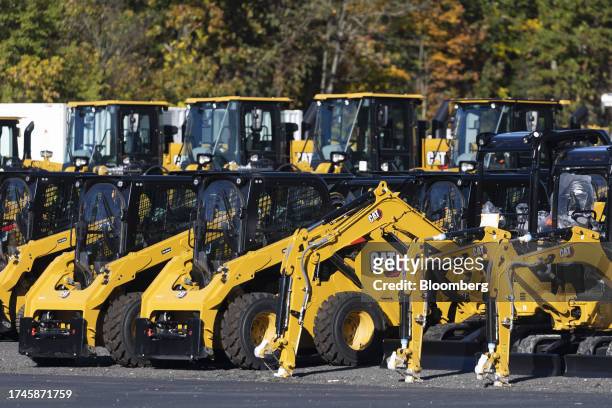Caterpillar Inc. Machinery for sale at a dealership in Poughkeepsie, New York, US, on Monday, Oct. 23, 2023. Caterpillar Inc. Is scheduled to release...