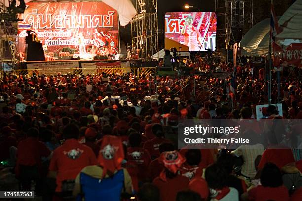 Anti-government "Red Shirts" militants from the United Front for Democracy against Dictatorship camp outside Government House in Bangkok. After two...