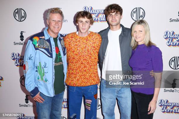 Will Ferrell, Magnus Paulin Ferrell, Mattias Paulin Ferrell, and Viveca Paulin attend Magnus Ferrell's release party to benefit Smile Train at The...