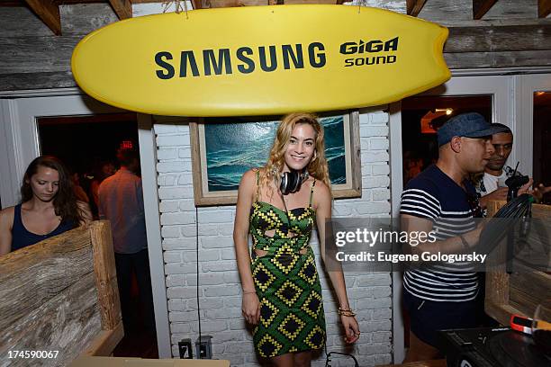 Chelsea Leyland spins at Samsung's #GigaSoundBlast Summer DJ Series on July 27, 2013 at Surf Lodge in Montauk, New York.