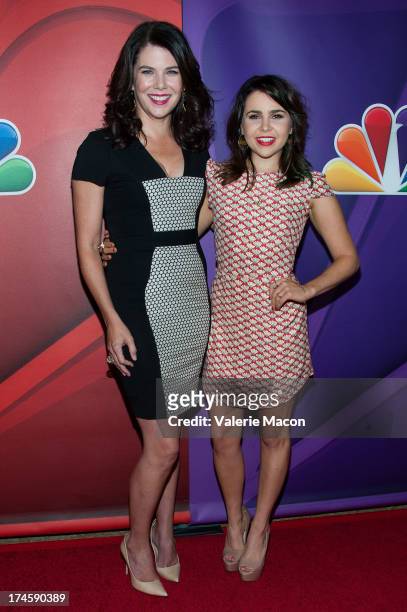 Lauren Graham and Mae Whitman arrives at the NBCUniversal's "2013 Summer TCA Tour" at The Beverly Hilton Hotel on July 27, 2013 in Beverly Hills,...