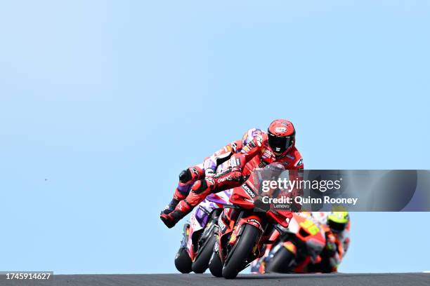 Francesco Bagnaia of Italy rides his Ducati Lenovo Team during free practice ahead of the 2023 MotoGP of Australia at Phillip Island Grand Prix...