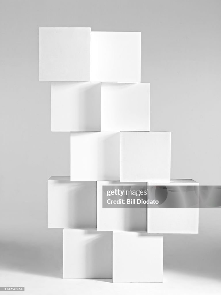 Stacked blocks in white background