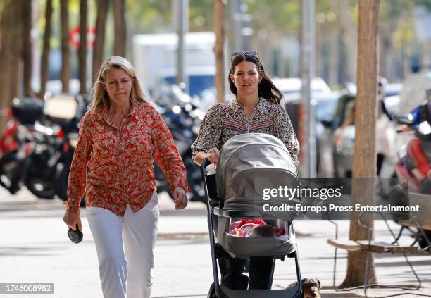 Isabelle Junot walks with her mother, Nina Wendelboe-Larsen, and daughter, Philippa, on October 3 in Madrid, Spain.