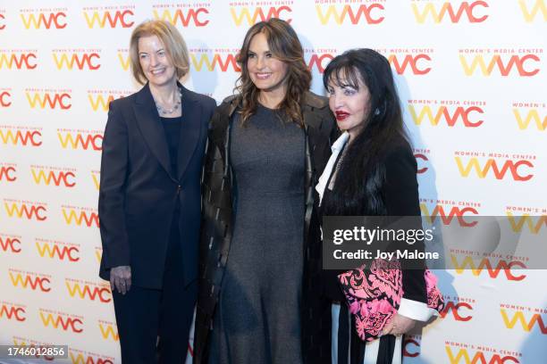 Julie Burton, Mariska Hargitay, and Loreen Arbus attend The Women's Media Center 2023 Women's Media Awards at The Whitby Hotel on October 19, 2023 in...