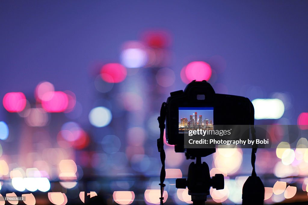 City building Skyscrapers in camera