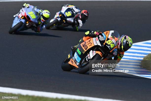 Fermin Aldeguer of Spain and SpeedUp Racing leads the field during the MotoGP of Australia - Free Practice at Phillip Island Grand Prix Circuit on...