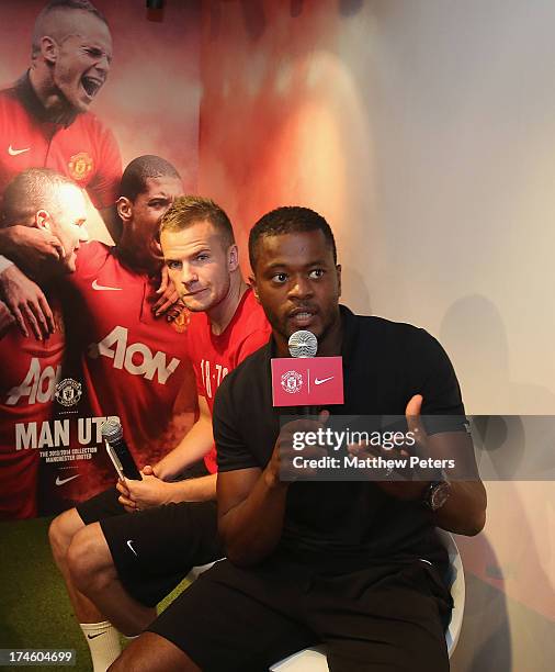 Patrice Evra of Manchester United FC speaks during a Q&A session at the Nike store, Mong Kok as part of their pre-season tour of Bangkok, Australia,...
