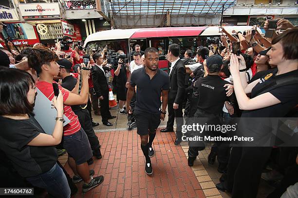 Patrice Evra of Manchester United FC arrives at a Q&A session at the Nike store, Mong Kok as part of their pre-season tour of Bangkok, Australia,...