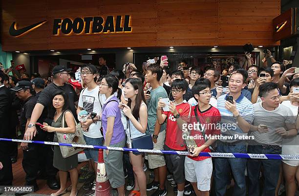 Manchester United FC fans attend a Q&A session at the Nike store, Mong Kok as part of their pre-season tour of Bangkok, Australia, Japan and Hong...
