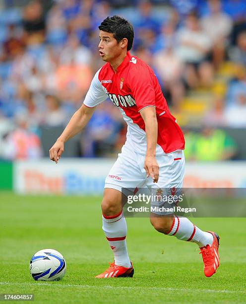 James Rodriguez of Monaco in action during the the pre season friendly match between Leicester City and Monaco at The King Power Stadium on July 27,...